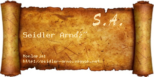 Seidler Arnó névjegykártya